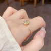 Wholesale of niche, exquisite, fashionable, versatile, super shiny diamond-encrusted pearl snowflake open-mouth rings with a light luxury and simple design sense Specification image